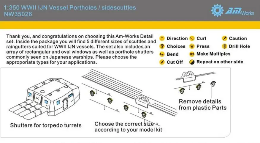 1/350 WWII IJN Vessel Portholes / Sidescuttles