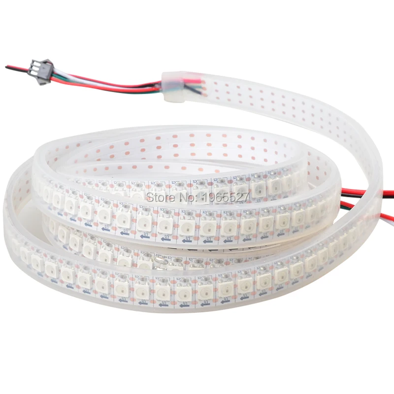 2M 144LEDs/m SK6812 Digital LED Strip Light;5050 SMD RGB Pixel Flexible Tape TV,DC5V input;White PCB;Waterproof IP67