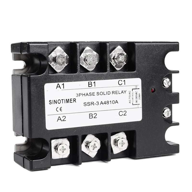 3 Phase Solid State Relay 10AA AC Output 3-32V DC to 30-480V AC 10A Module Switch Relay relais DC-AC D4810A SINOTIMER