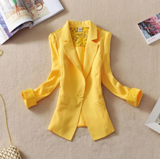 New Fashion Female Suit Blazer Elegant Three Quarter Sleeve Blazers Woman Outerwear Women Clothes Summer Jacket