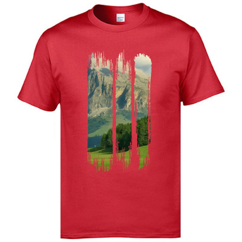 Fine Quality Father Tshirts Yamakawa Landscape Scenery Mountain 100% Cotton Unique Design T Shirt Oversized Cotton Tops T Shirts