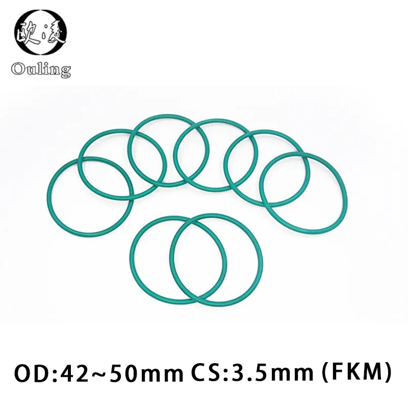 

5PCS/lot Rubber Ring Green FKM O ring Seal CS3.5mm OD42/43/44/45/46/47/48/49/50mm Rubber ORings sealing Oil Ring Gasket Washer