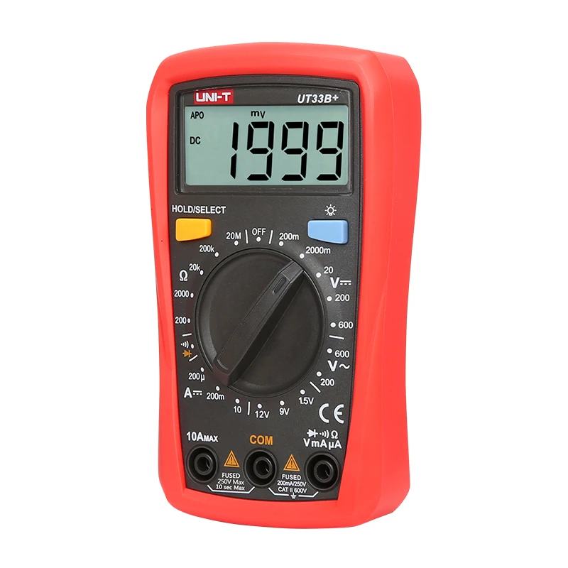 UNI-T UT33B + Digitale Multimeter Handleiding Range Ac Dc 200Mv ~ 600V Voltage Meter Dc 10A Huidige Tester weerstand Meter