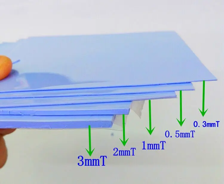 

200*400 мм 0,5/1,0/2,0/3,0/4,0/5,0 мм высокотеплопроводные тепловые прокладки 3,6 Вт GPU радиатор процессора охлаждающая проводящая силиконовая прокладка