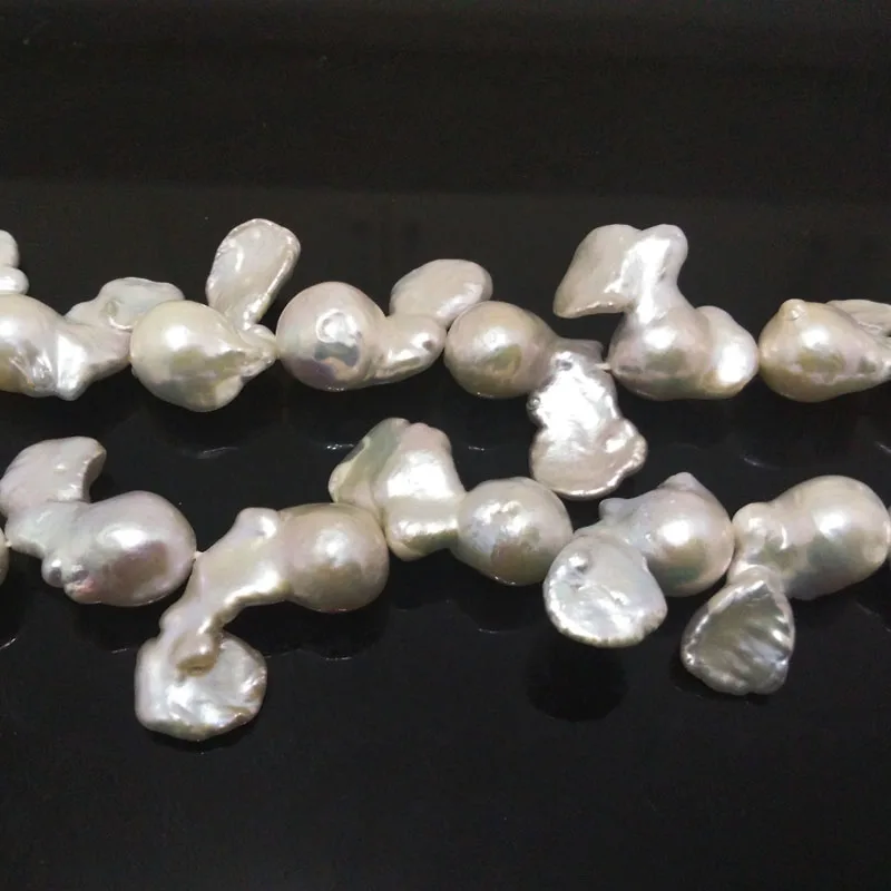 16 inches 12-30mm White Fish Shaped Natural Baroque Pearls Loose Strand