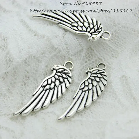 

Sweet Bell Wholesale (40 pieces/lot) 11*34mm Antique Alloy eagle Angel Wings Jewelry Pendants Charm 2D235