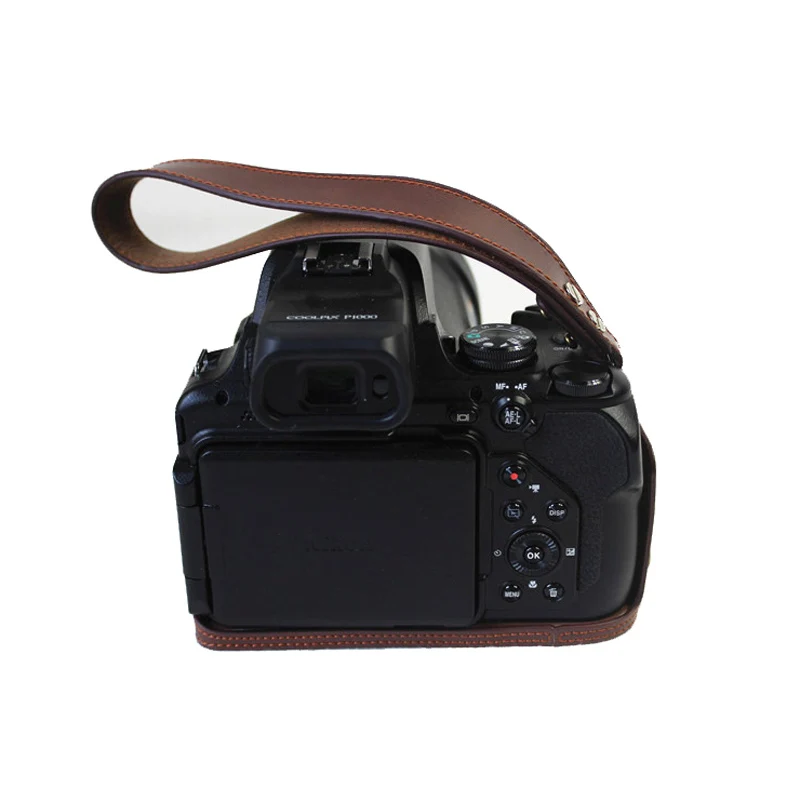 PU Leather case Half body set Case cover Grip for Nikon P1000 Camera Bag with Battery Opening