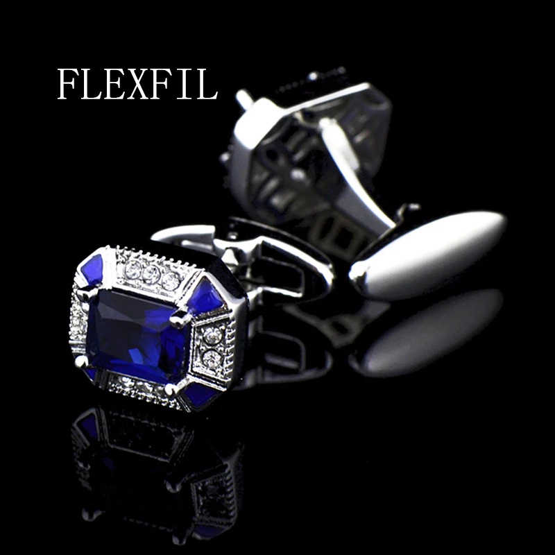 FLEXFIL Jewelry shirt Fashion cufflink for mens Brand crystal Cuff link Luxury Wedding Button male High Quality Free Shipping