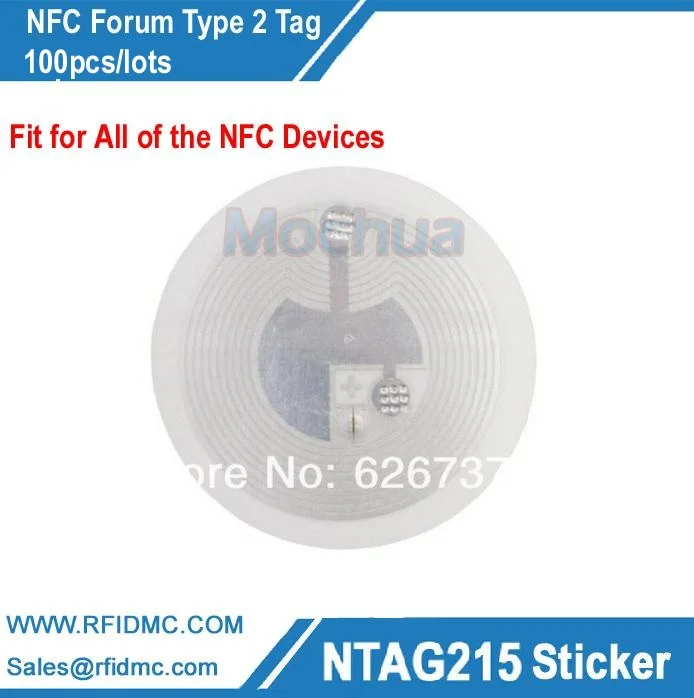 NTAG215 tag for TagMo Ntag215 lable, Ntag215 sticker NFC Forum type2 tag,NFC sticker 100pcs