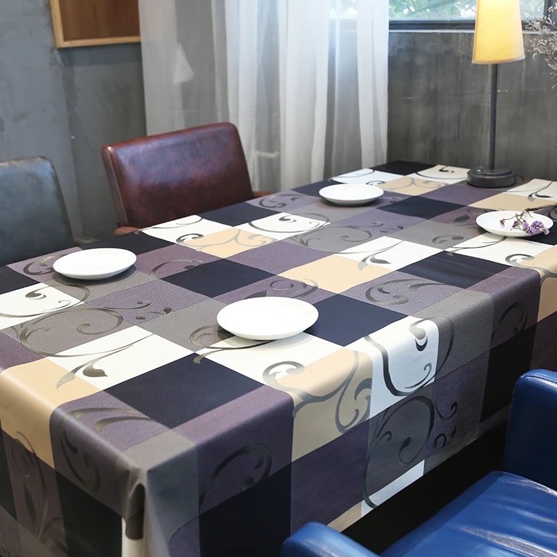 

European PVC Rectangular Tablecloth For Table Cover Waterproof Coffee Table Cloth Insulate Plaid Floral TV Cabinet Decor Cover