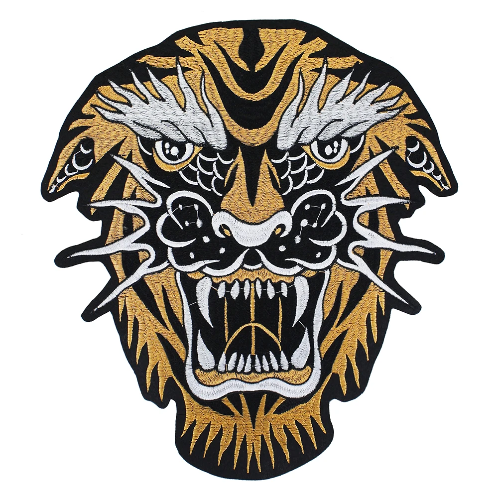 1pc Large Tiger Snake Dragon Lion Patch Iron on Biker Back Badge Punk Motorcycle Embroidery for Clothes Decal DIY Supplies