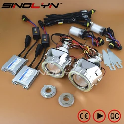 Sinolyn-헤드라이트 렌즈 풀 키트 엔젤 아이즈 렌즈, Bi-xenon 2.5 COB 헤일로 키트, H1 HID 프로젝터, H4 H7 자동차 액세서리 튜닝