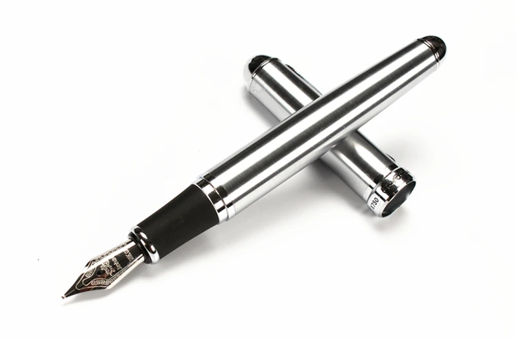 Jinhao-Stylo plume en acier inoxydable, argent, moyen, plume 18KGP, X750