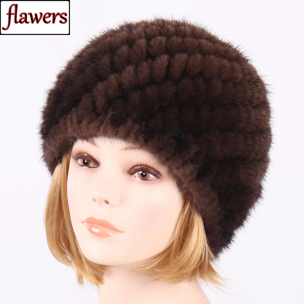 

New Lovely Real Mink Fur Hat For Women Hot Sale Winter Knitted Real Mink Fur Beanies Cap Wholesale And Retail Real Mink Fur Caps