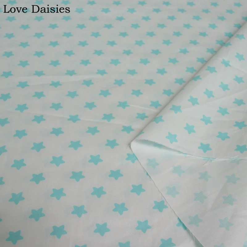 100% cotton twill cloth simple PINK GRAY BLUE AQUA YELLOW small stars fabrics for DIY bedding cushion patchwork handwork decor