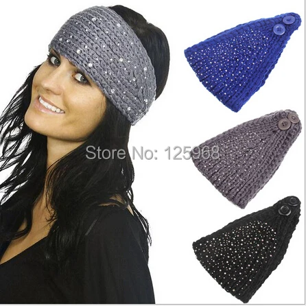 Free Shipping!2014 New 20pcs/lot Women Fashion Rhinestone Headbands,Ladies Handmade Knitted Crochet Hats,Head Wrap Hair Headband