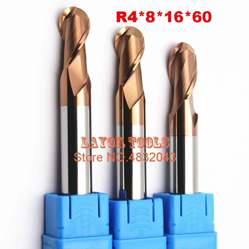 

Твердосплавная шаровая Концевая фреза R4 * 8*16*60, контроллер ЧПУ, шпиндель, карбид, фреза R4.0, токарный инструмент, фрезерные инструменты ЧПУ