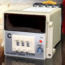 E5C4 Electronic Temperature Controller 220V K  Input  Thermostat with DIN Rail Mounting Socket Digital Temperature Instrument