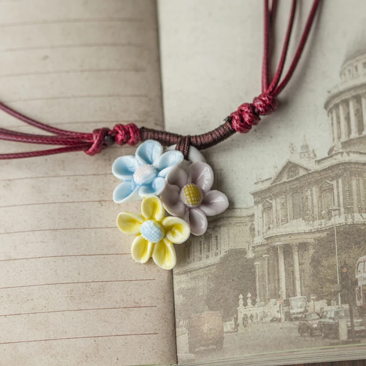 Ceramic flower Women\'s ceramic classic necklaces & Pendants DIY handmade necklace for women Christmas Gift #1149