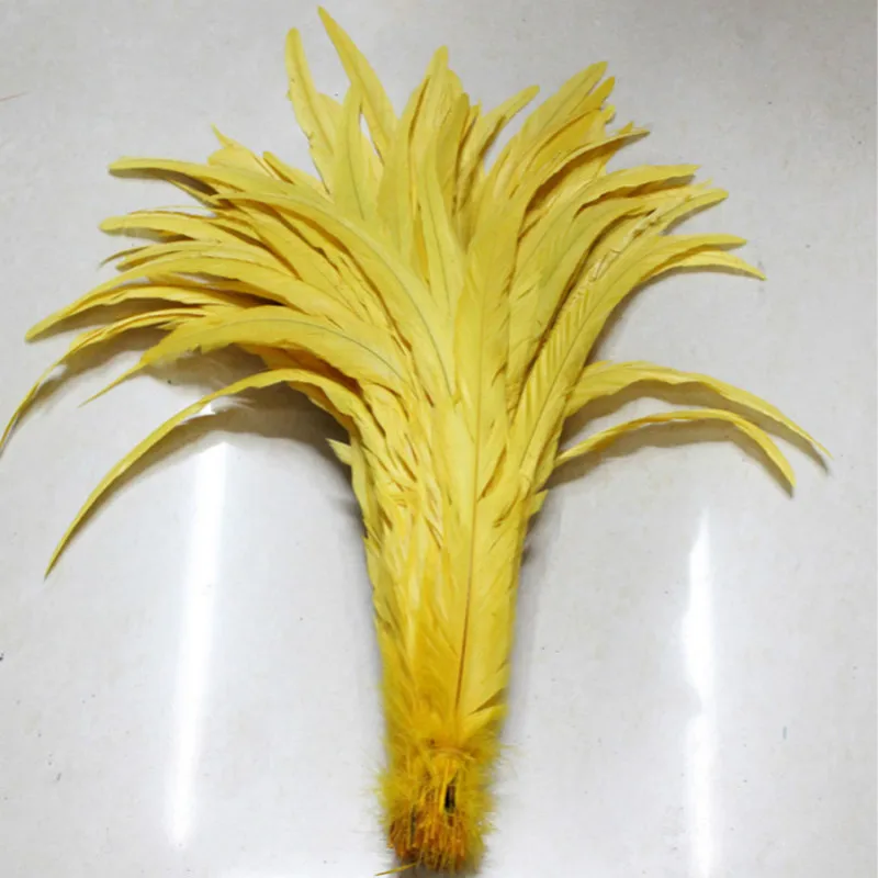 New! Wholesale 100pcs high quality yellow rooster feathers 12-14inch /30-35CM DIY jewelry decoration, art props accessories