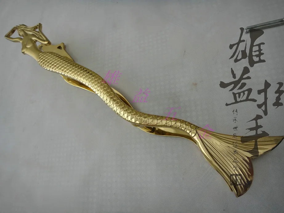 Chinese antique door glass door wooden door handle Modern Art Club Hotel Mermaid large gold handle