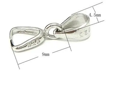 High Quality Genuine SS 925 Silver Clasp Lobster Bail,10pcs Pure silver pendant bail 4.5*9mm For Jewelry