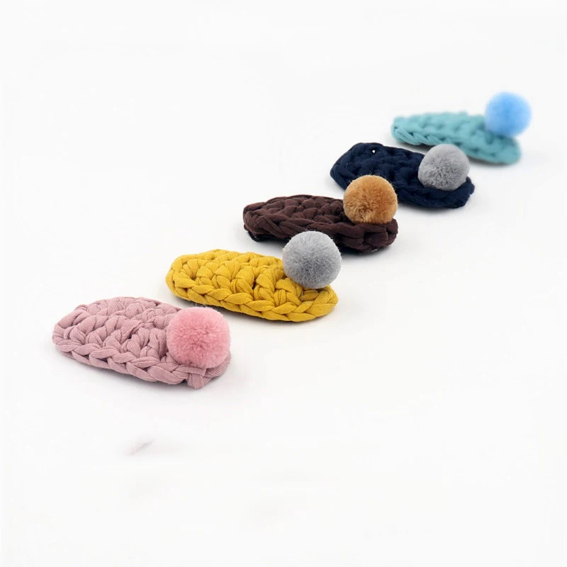 1PC Cute Pompom Mini Wool Ball Hair Clips For Baby Girls Children Lovely BB Clips Knitting Hair pin Kids Headwear Accessories