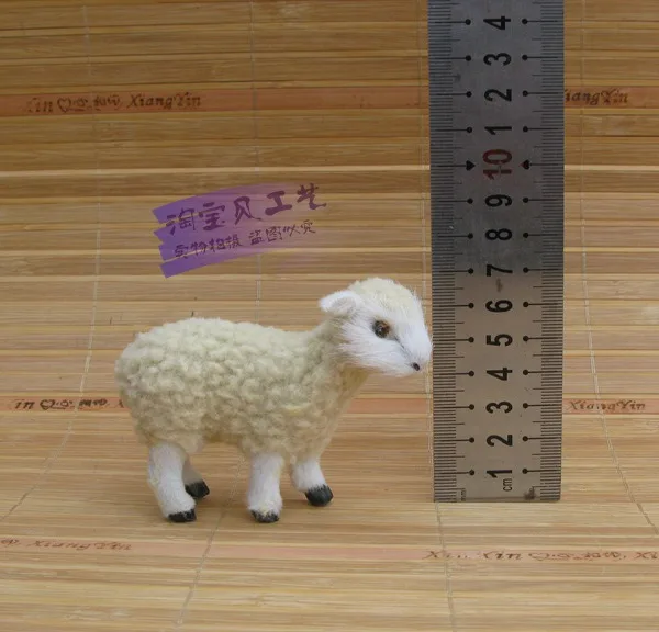 mini cute simulation sheep model resin&fur sheep toy gift about 8.5x7x3.5cm 1128