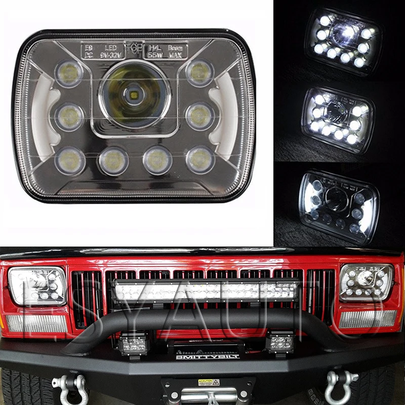 

5x7" 6x7" 7inch Rectangular Dual Beam H4 Sealed Beam Conversion Bi-Led Headlights 7inch Replacement Led truck Lights Driving