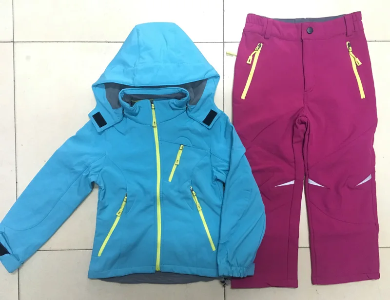 TRVLWEGO Herbst Kinder Camping Wandern Mantel Und Hose Set Kapuze Winter Student Winddicht Wasserdichte Outdoor Ski Jacke Hosen – Detail 31