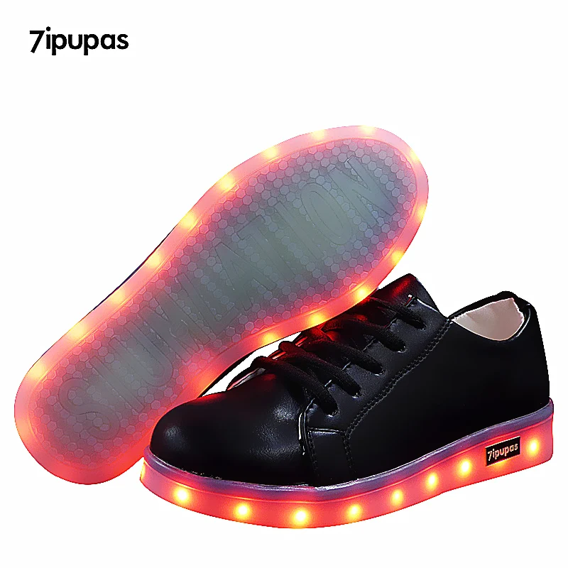 Led luminous sneakers girls boys casual children shoe Black glowing with recharge lights up simulation sole for kids neon basket