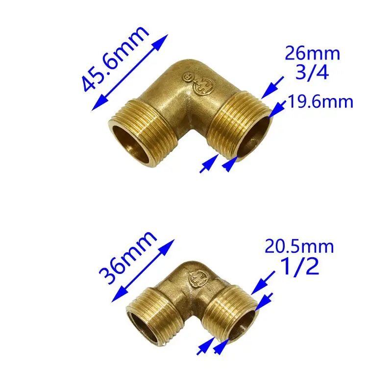 النحاس 1/2 3/4 الكوع موصل DN15 DN20 90 درجة موصل الكوع الركبة إصلاح محول 1 قطعة