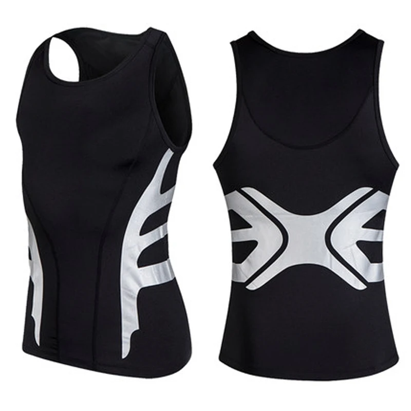 Mens Running Vest Comprimeren Mouwloos T-shirt Spandex Fitness Athletic Gym Running Shirts