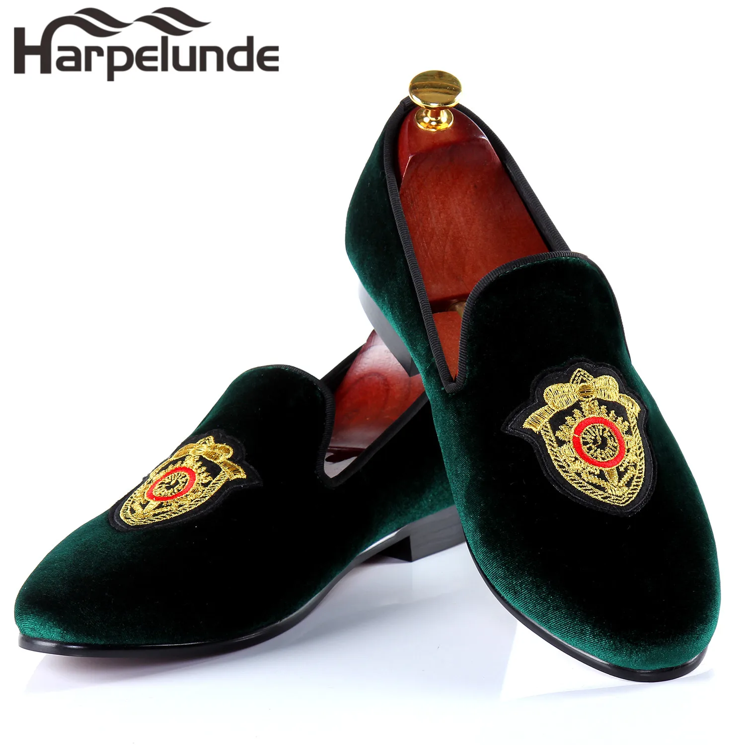 Harpelunde Men Dress Wedding Shoes Handmade Black Velvet Flat Loafers Size 6-14