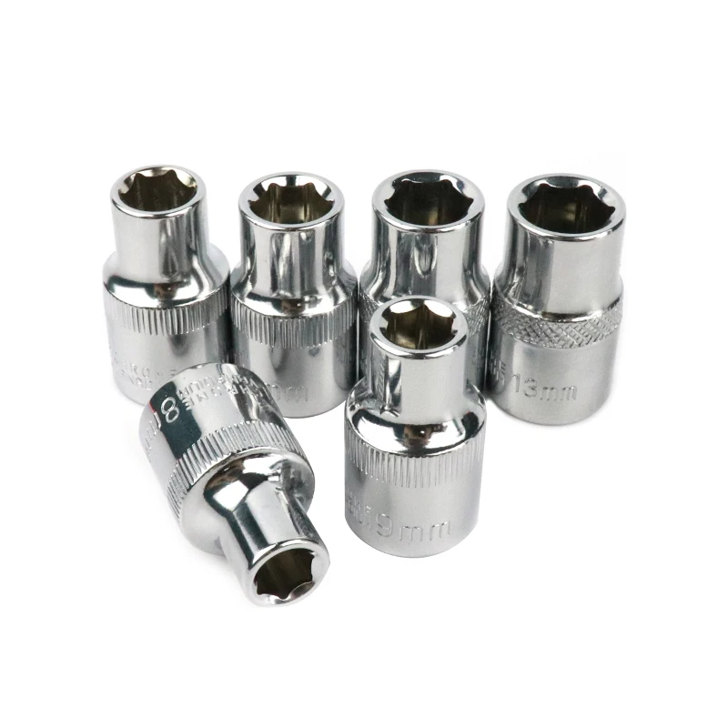 6pcs Socket Set 8-13mm Hex Socket Drive Set 1/2" Universal Impact Socket Adapter For Auto Car Repair Tool Accessories