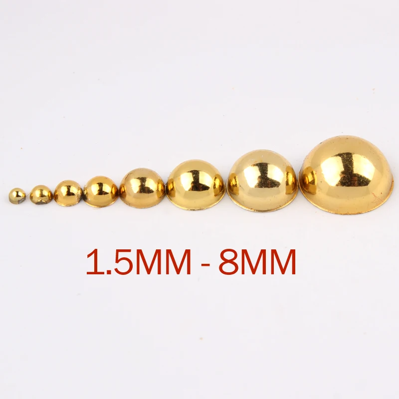 Special Offer Limited Gold Plated Half Round Flatback Pearls 1.5mm 2mm 2.5mm 3mm 4mm 5mm 6mm 8mm Abs Beads Diy Accessories