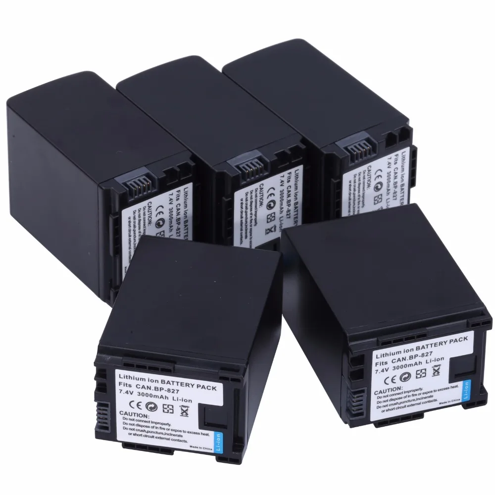 

5Pcs Probty BP-827 BP 827 Battery For Canon HF10 HF11 HF100 HF20 HF200 HF S10 S11 S100 S20 S21 S200 S30 G10 Digital Camera