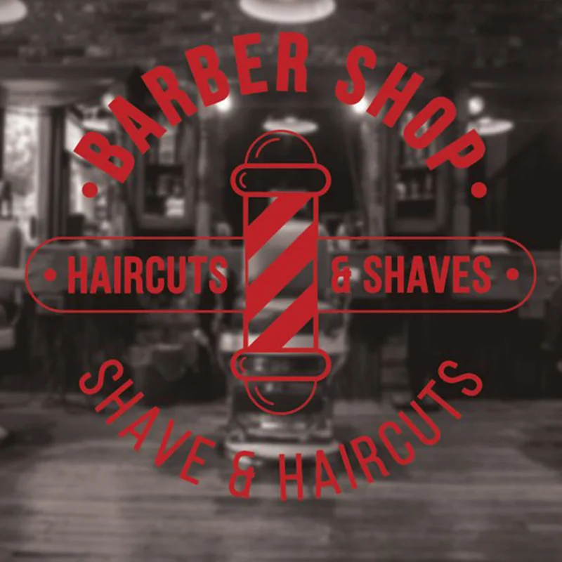 Barber Shop Logo Wall Decal Traditional Barbers Decals Sticker Window Barber shop Art Sign Removable Art Mural Home Decor x59