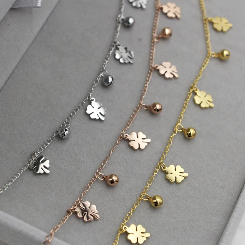 New Arrival Flowers And Bell Anklet For Women Titanium Steel Gold Color Women Jewelry Anklets Wholesale