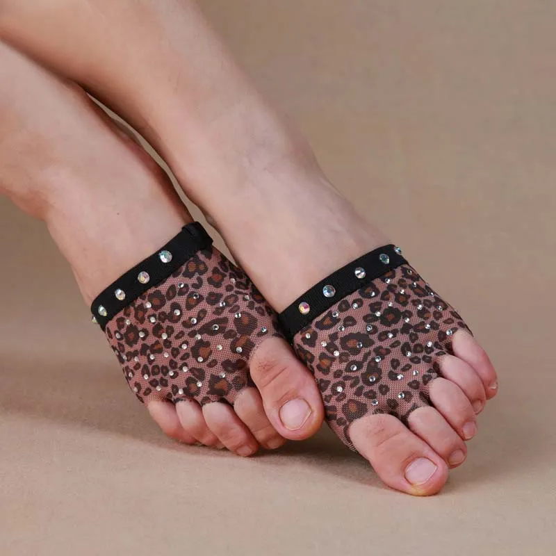 Delle donne 1 Pair Leopardo Perizoma Accessori di Ballo di Danza Del Ventre Del Piede Toe Pads di Protezione Tallone Balletto Professionale di Ballo di Calzini e Calzettoni