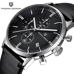 PAGANI DESIGN Mens Watches Top Brand Luxury Waterproof 30M Genuine Leather Japanese VK67 Movement Quartz Watch Relogio Masculino