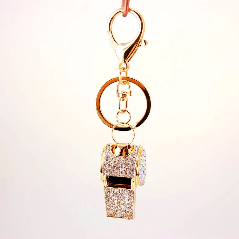 Fashion Creative Lovely Crystal Whistle Car Pendant Keychain For Women Bag Keychains Rhinestone Car keyrings Gifts Jewelry