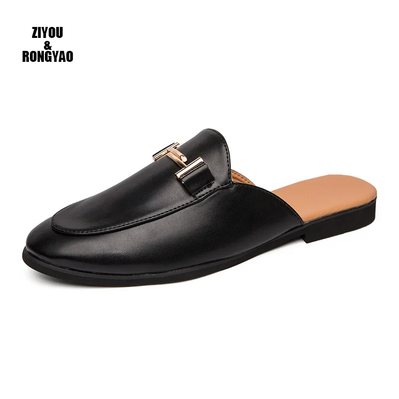 

Luxury Men Dress Slippers Leather Shoes Pointed Toe Men Flats Office Wedding Party Office Shoes Plus Size3845 summer