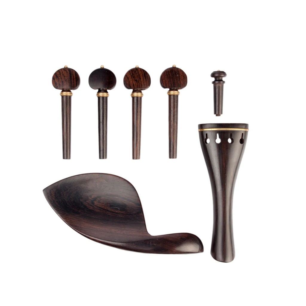 

4/4 Hill Style Tailpiece +Tuning Pegs+Endpin+Chinrest Ebony Violin Fiddle Set Replacement Black Violin Accessories