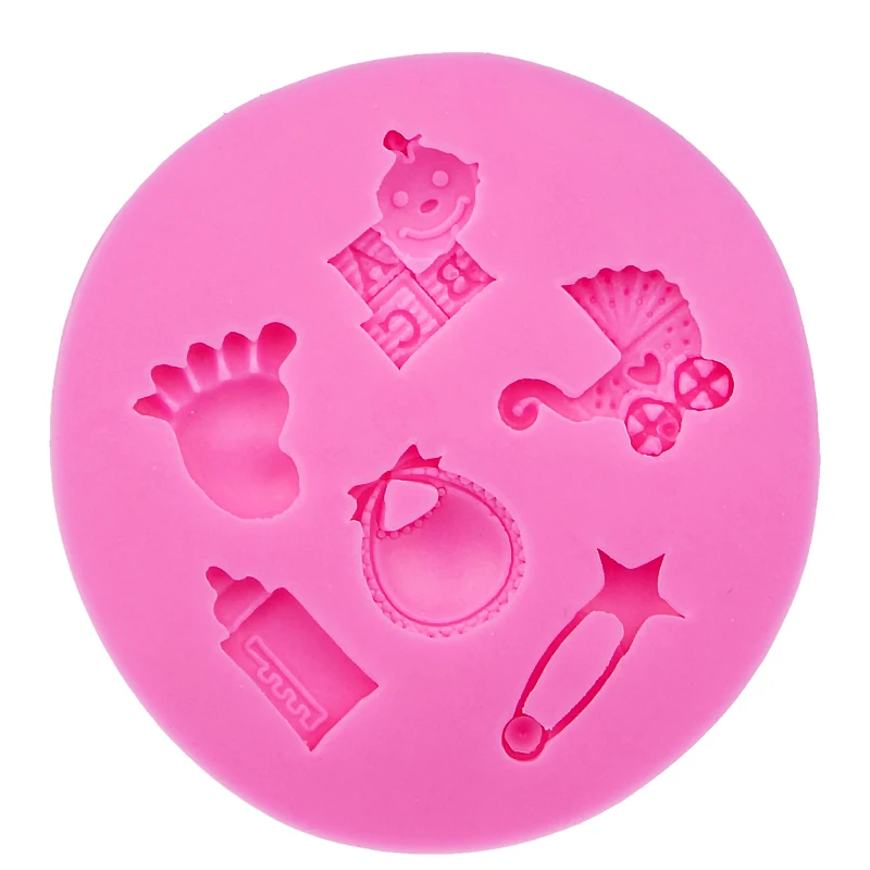 Baby carriages Bottles ABC letter foot Silicone Mold chocolate Fondant moulds baking DIY cake Decorating Tools T0494