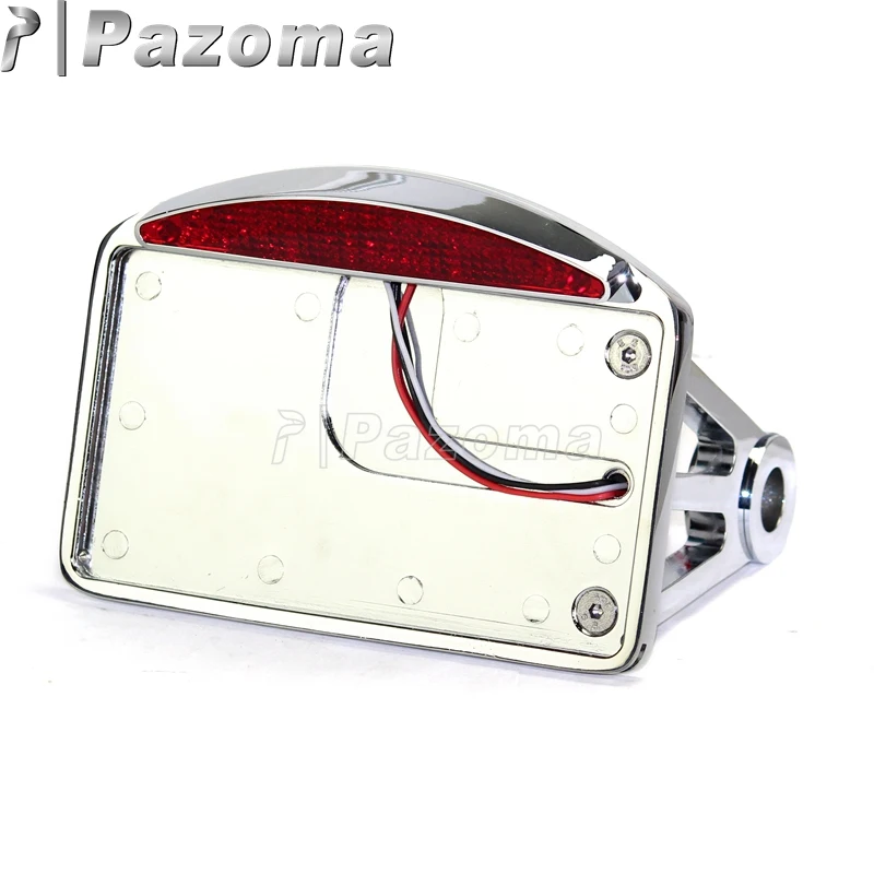 Aluminum Horizontal Motorcycle Side Mount Bracket License Plate LED Brake Tail Light For Bobber Chopper Sportster Dyna Softail