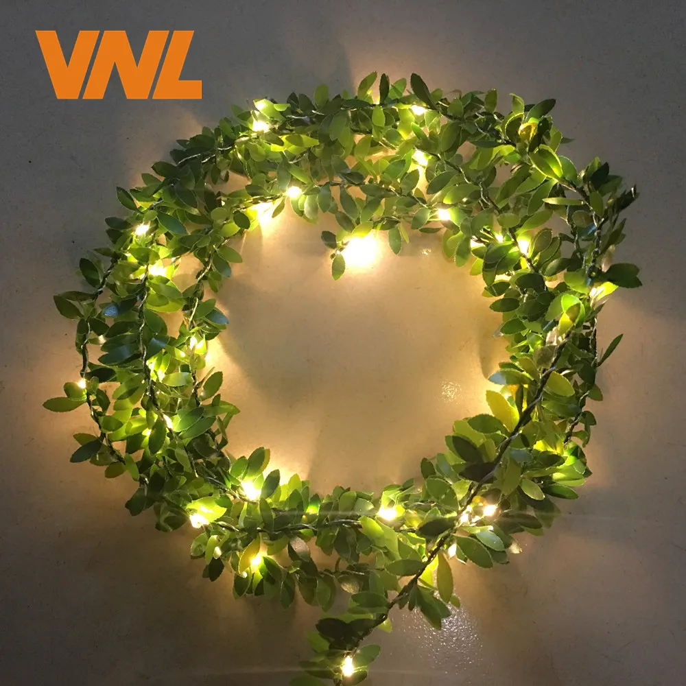 

VNL Waterproof Handmade 5M 50 LEDs Leaf Garland Battery Operate Copper LED Fairy String Lights For Christmas Wedding Decoration