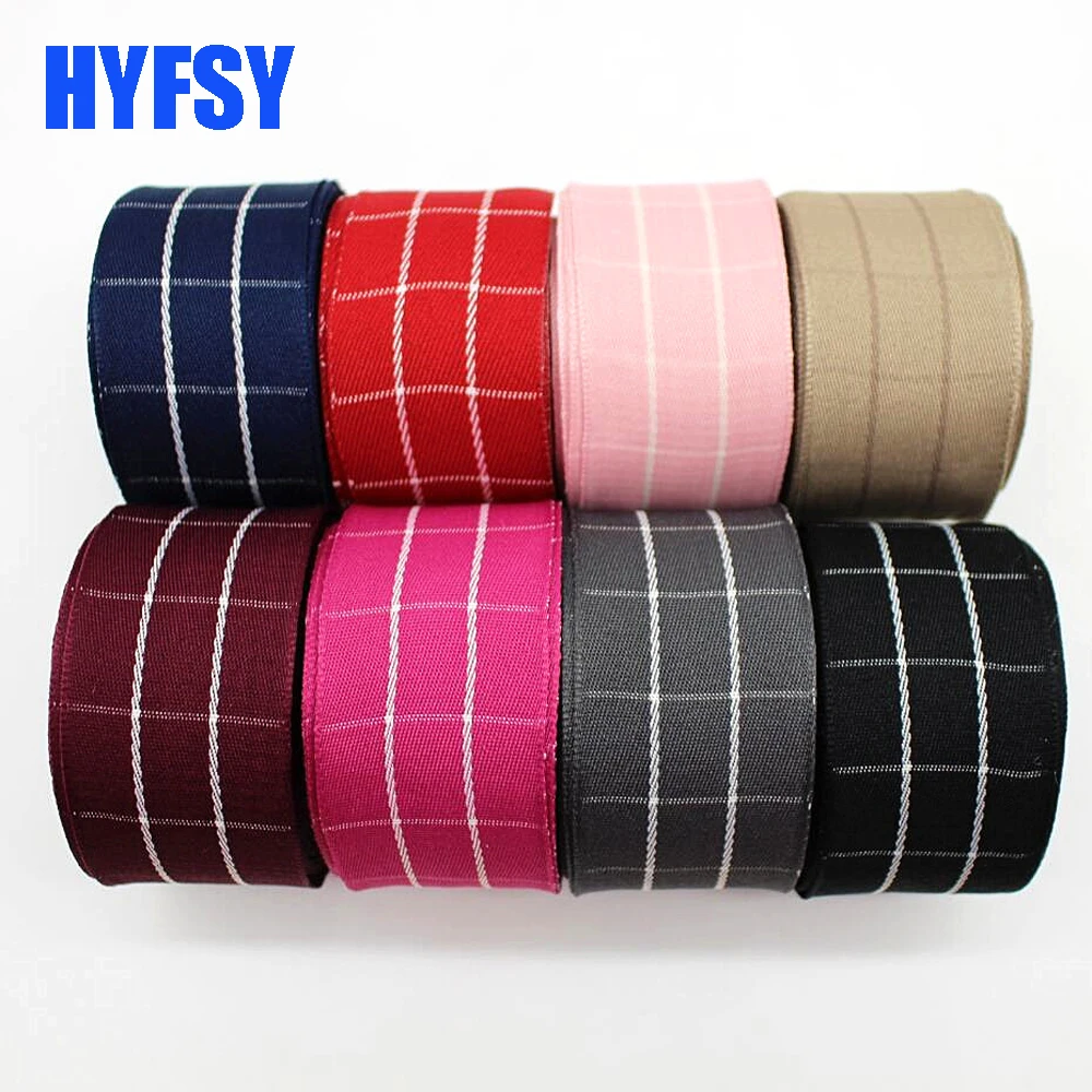 

New 1-1/2 38mm plaid ribbon 10 yard DIY handmade materials gift wrap headdress garment sewing polyester Double sided stripe