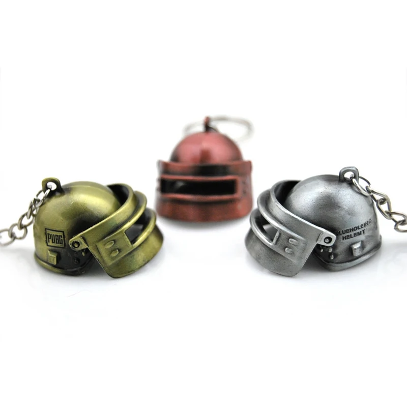 الرجال لعبة Vintage الذهب اللون PUBG المفاتيح الرجال أنيمي جدي خوذة مفتاح سلسلة على حقيبة سيارة حلية مجوهرات هدايا تذكارية #4