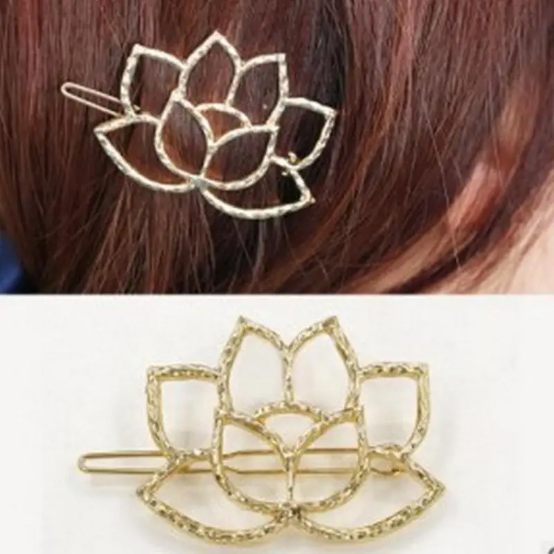 2017 New Fashion Heart Like Lotus Flowers Qingwen Art Metal Lotus Modeling Retro Hairpin Hair Clip Bridal Hair Jewelry Hair Pins